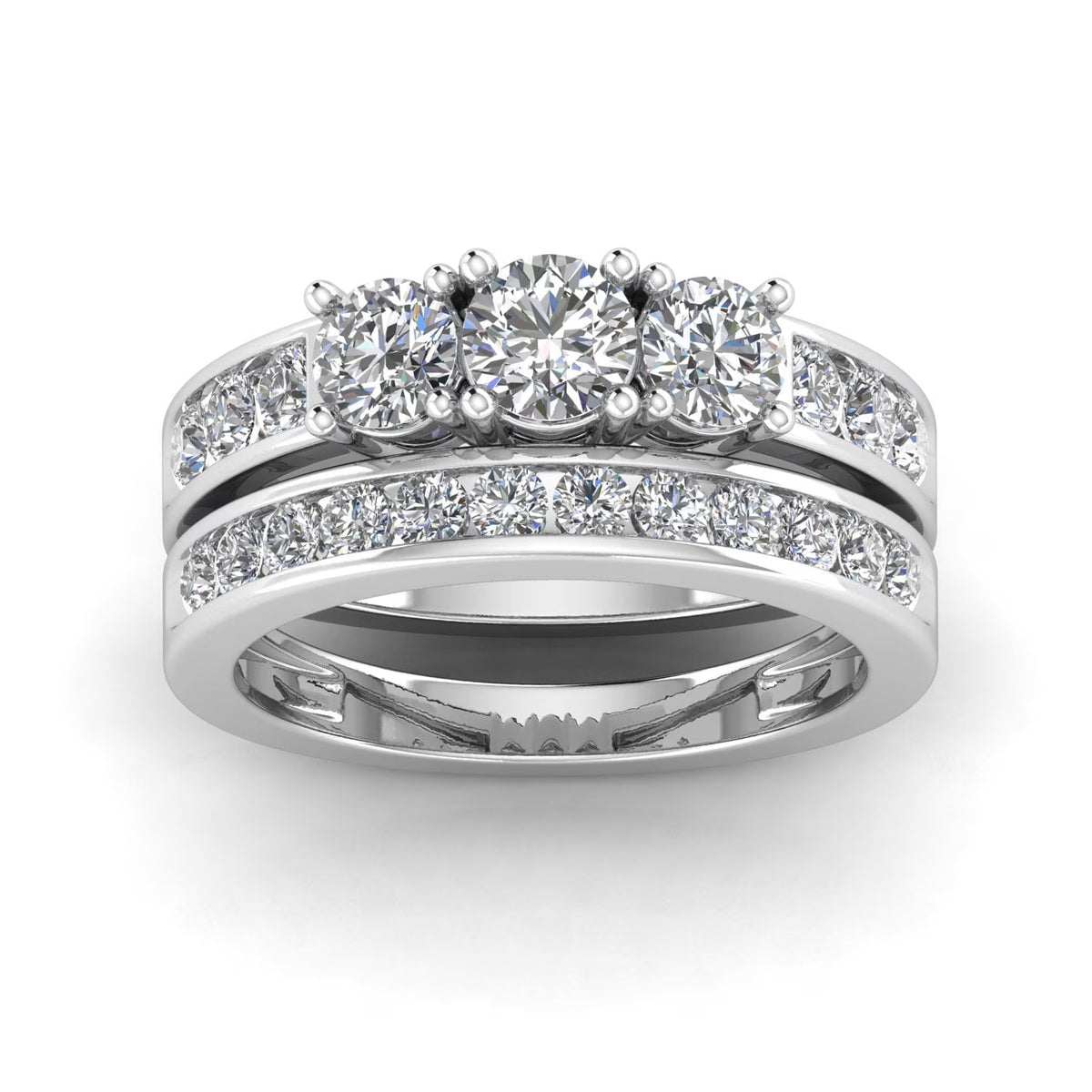 10k White Gold 3 Stone Ring B6431