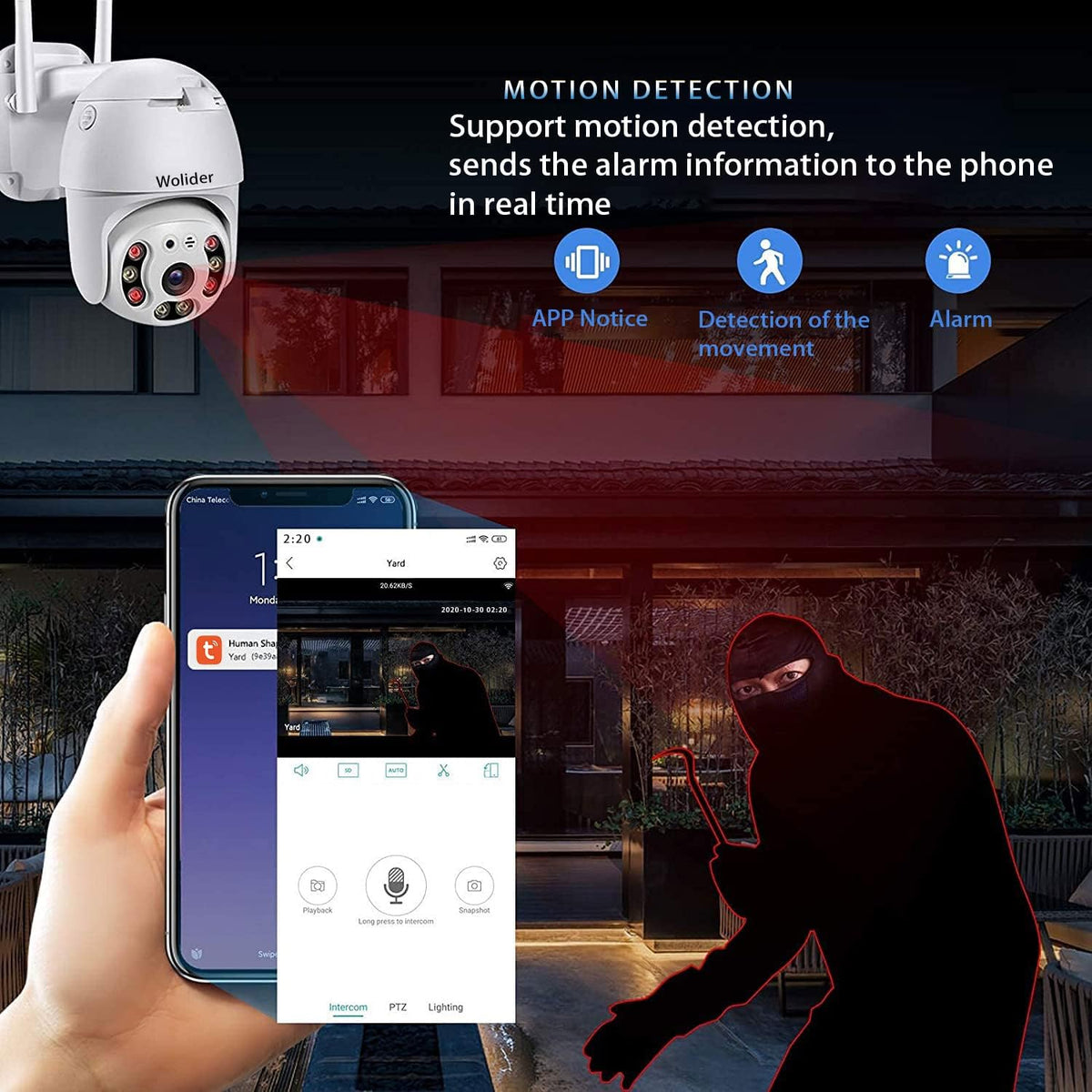 Outdoor WiFi Security Camera 2K 3MP with Motion Detection, Auto Tracking, 2-Way Audio, Color Night Vision, Weatherproof Z9339