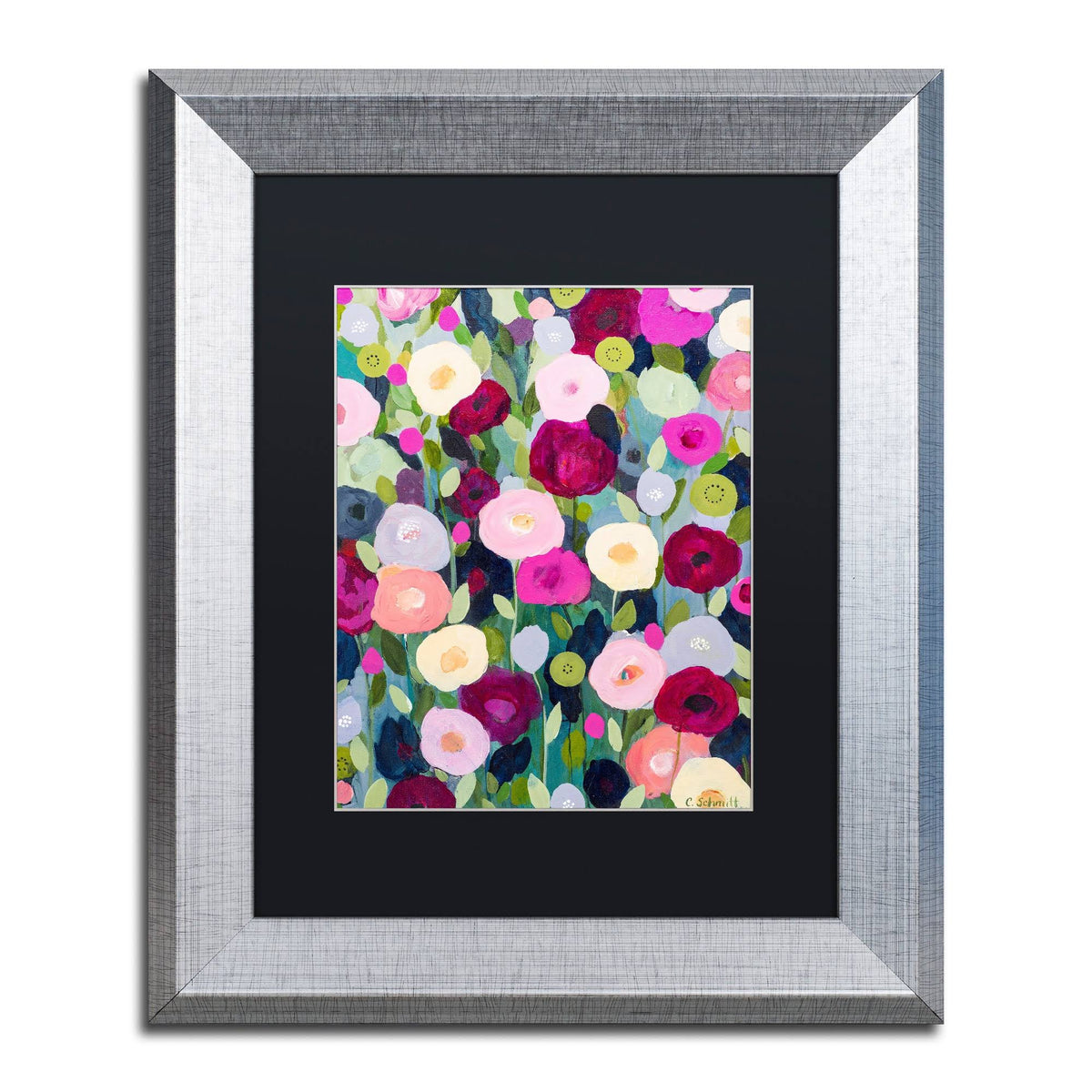 Night Garden Black Matte Silver Frame C896