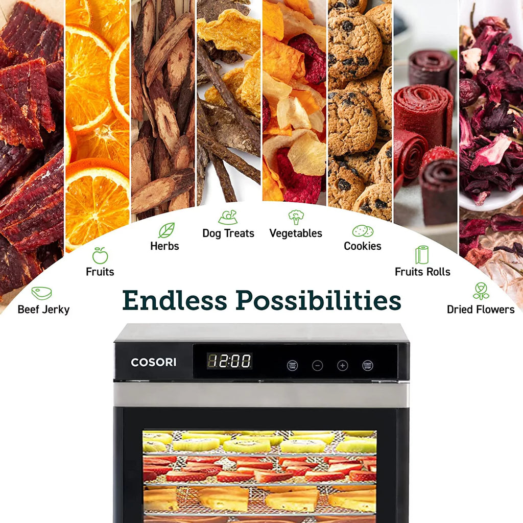 6 Stainless Steel Trays Food Dehydrator with Digital Timer and Temperature Control O62460