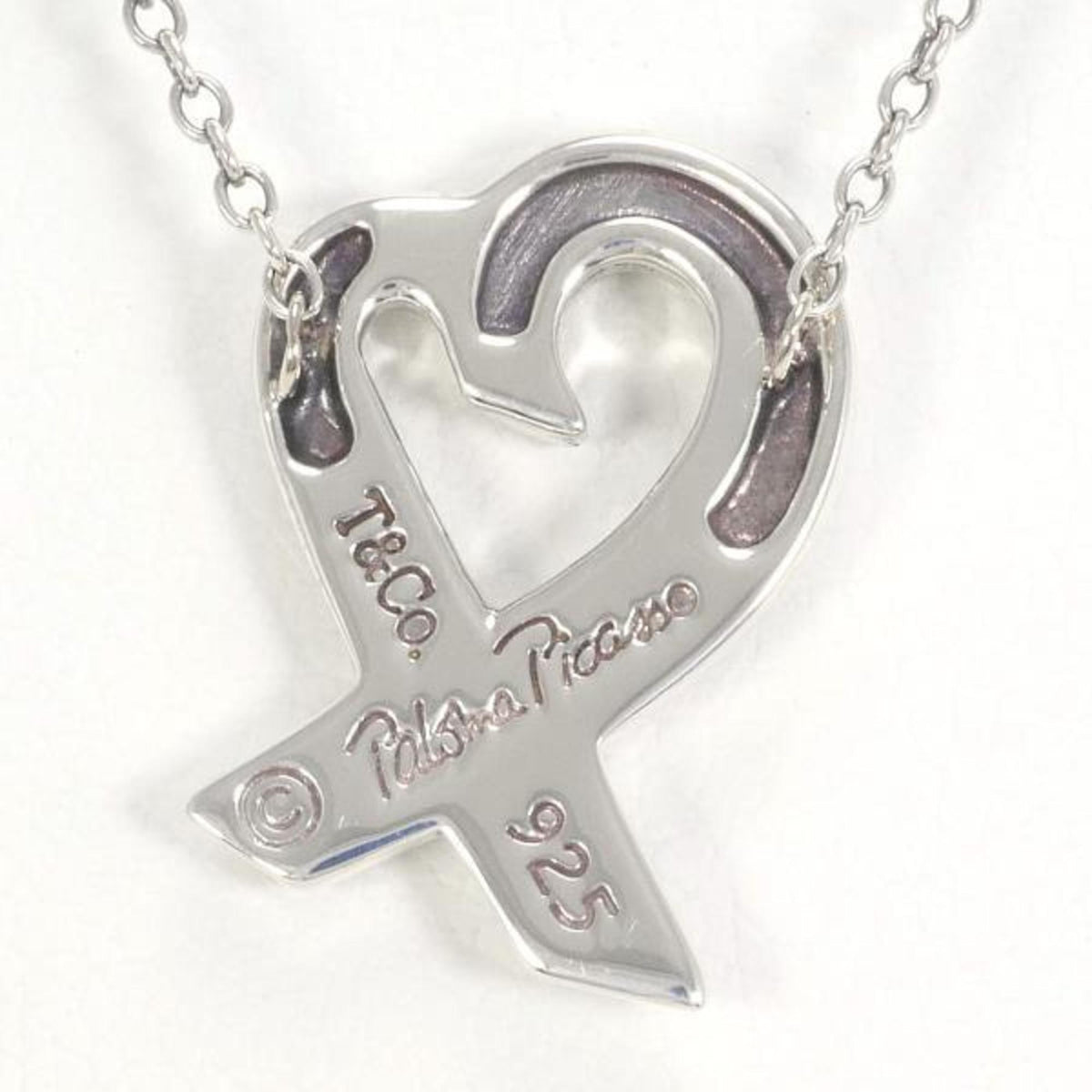 Loving Heart Silver Necklace Diamond 2.7g 43cm Jewelry L670
