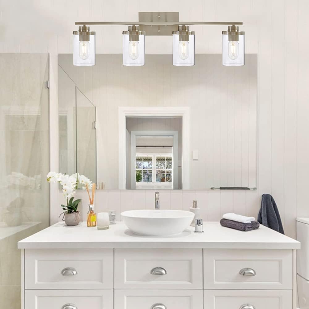 Industrial Brushed Nickel 4-Lights Clear Glass Wall Lamp Light Fixture G523245