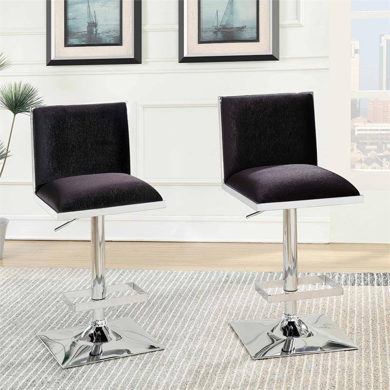 Black Metal Adjustable Barstool (Set of 2) F11142
