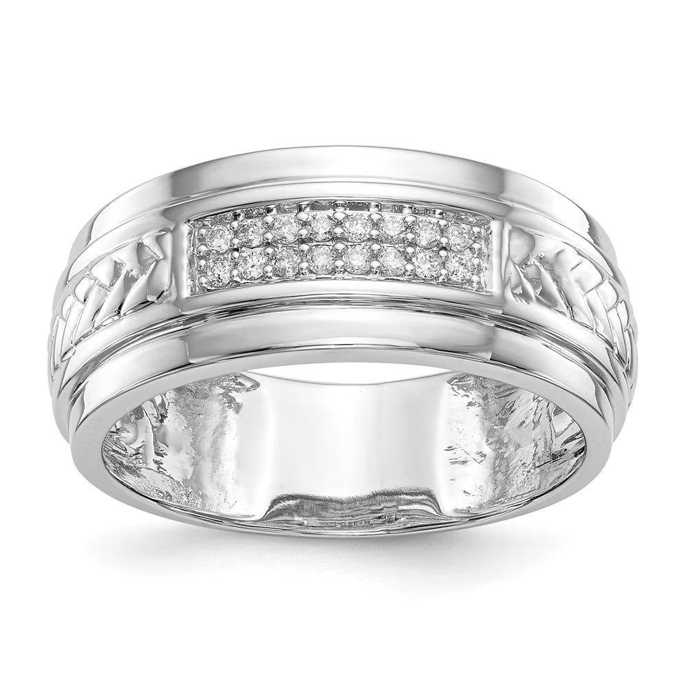 14K White Gold Diamond Trio Wedding Band Size 10 P24717
