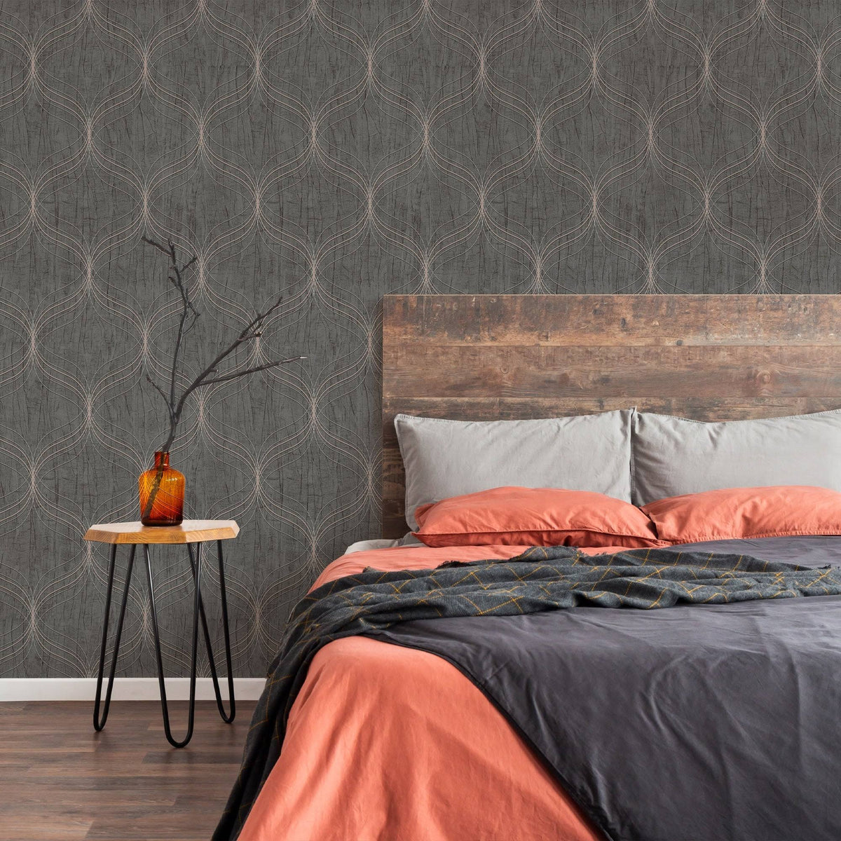 Optical Geo Grey Removable Wallpaper K551