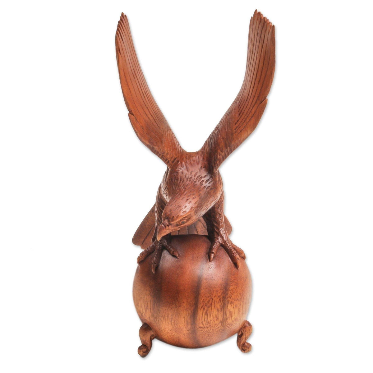 Brown Wood Eagle Sculpture F7256