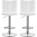 Adjustable Faux Leather Swivel Bar Stool with Backrest, White Y300