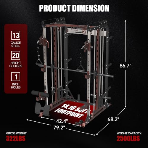 Power Cage with Barbell, LAT-Pull Down & Cable Crossover System P308