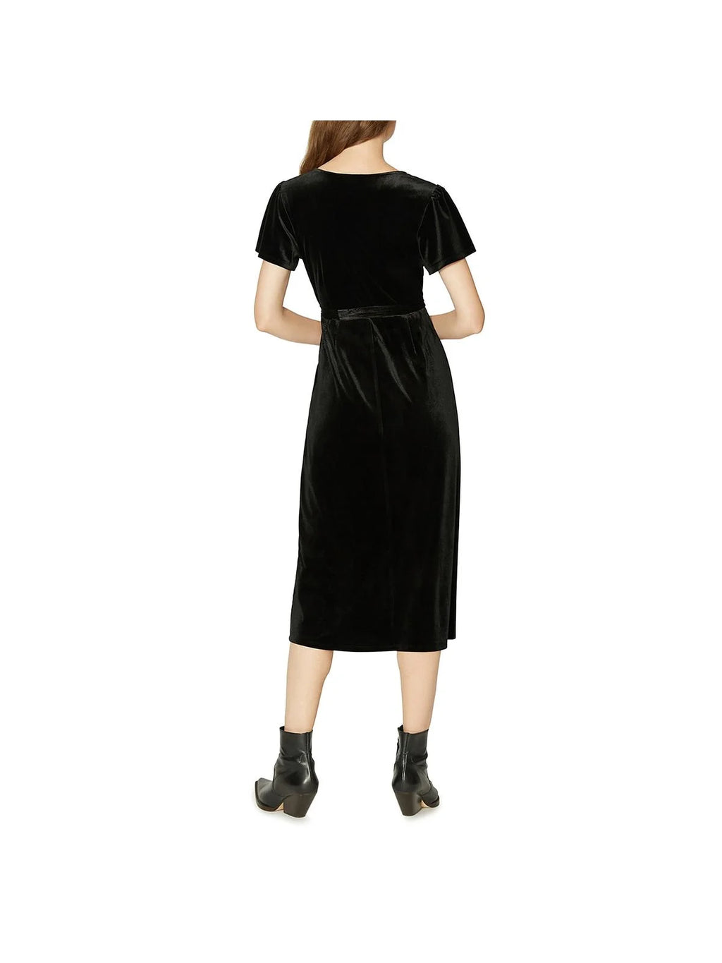 Velvet Short Sleeves Midi Dress F77549