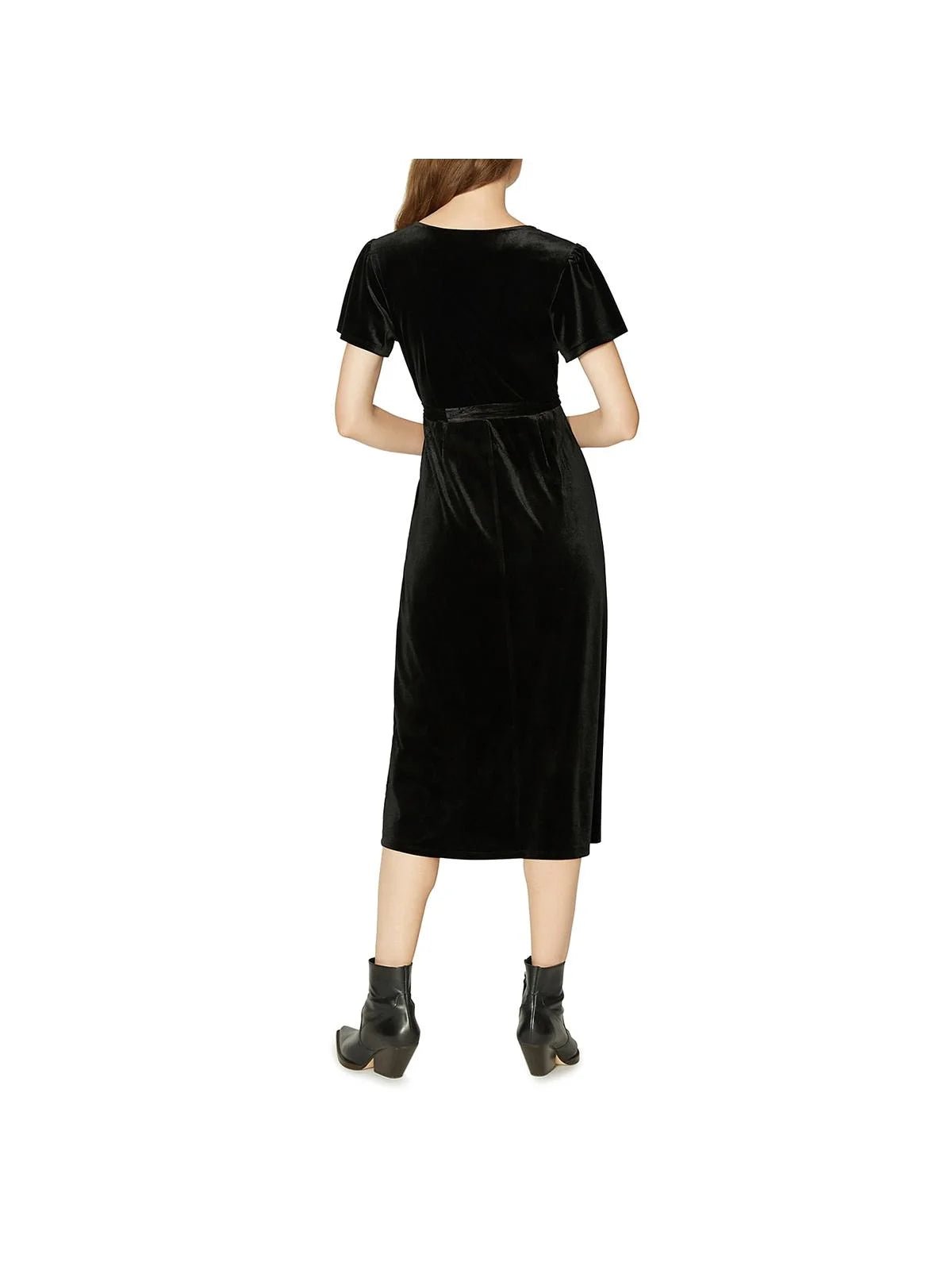 Velvet Short Sleeves Midi Dress F77549