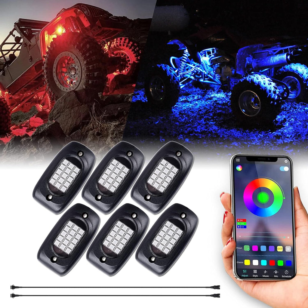 6 Pods Waterproof LED Rock Lights with APP Control Music Mode Z34818