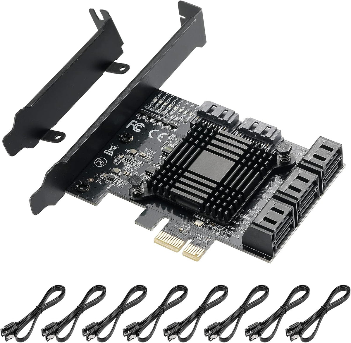 10 Port PCIe SATA 3.0 6 Gbps Controller Card with 10 SATA Cables D39576