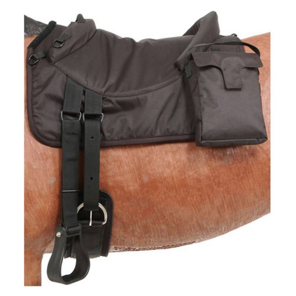 Brown Polypropylene Bareback Pad with Accessory Bags J6051