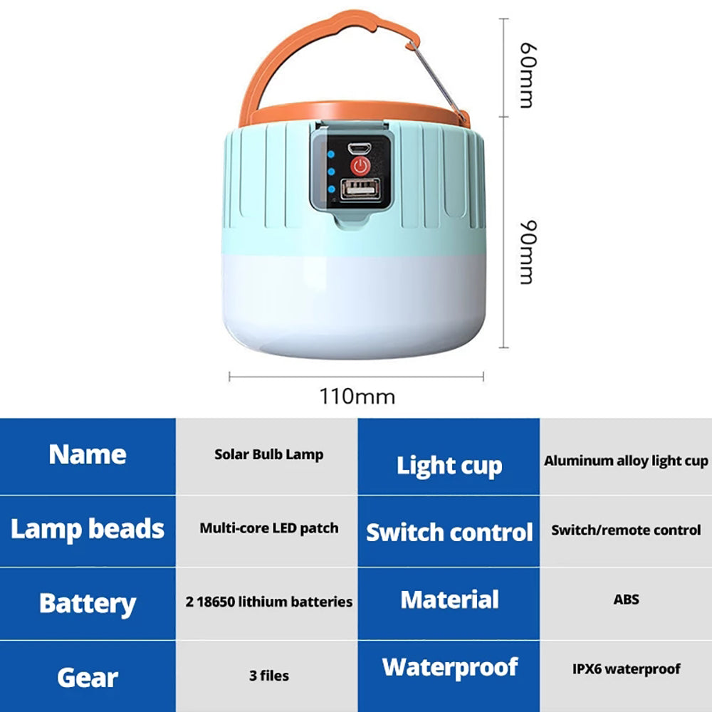 Solar Camping LED Lantern USB Rechargeable K123