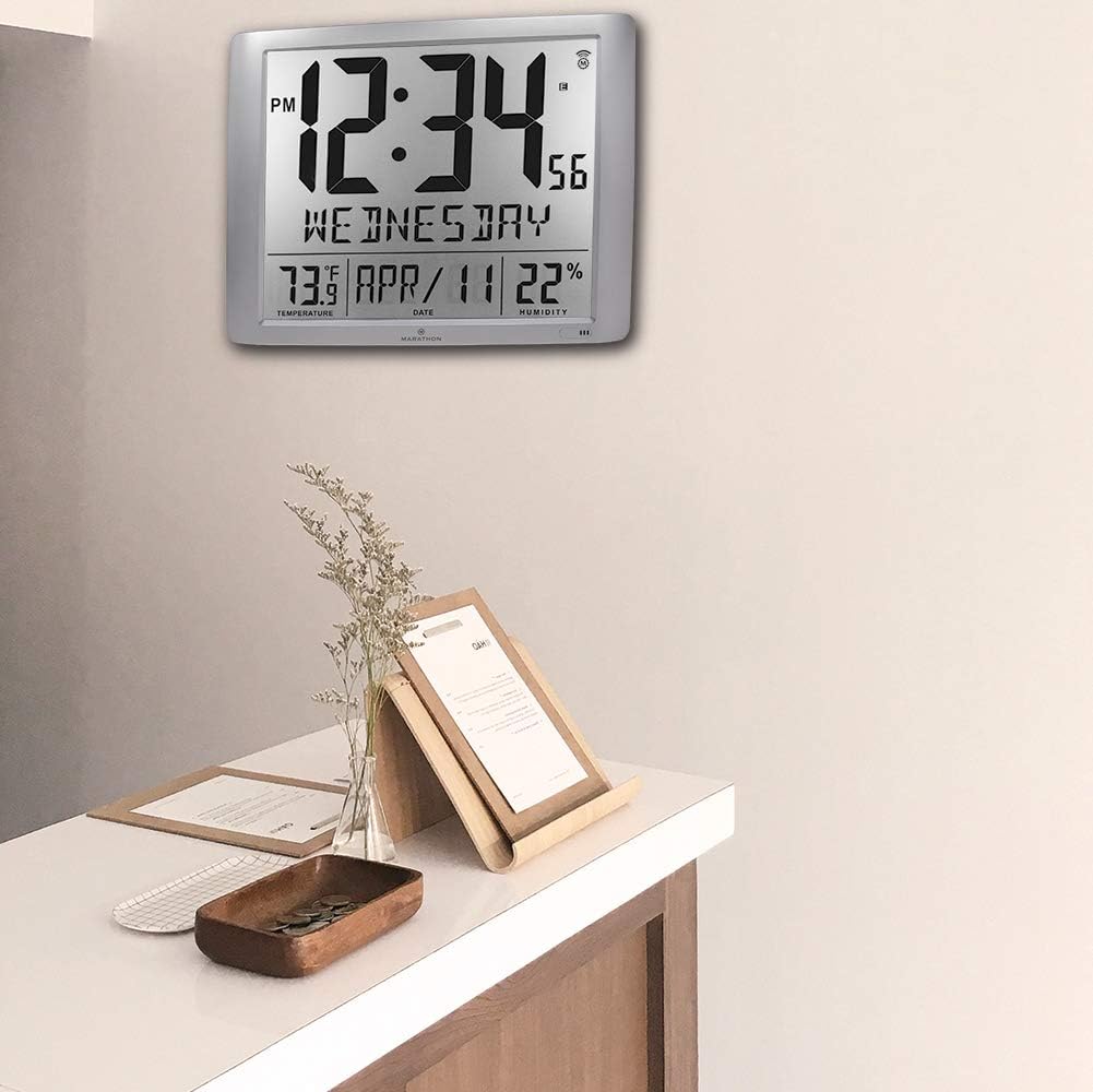 Silver 20 Inch Wall Clock with 6.5 Inch Numbers G38603