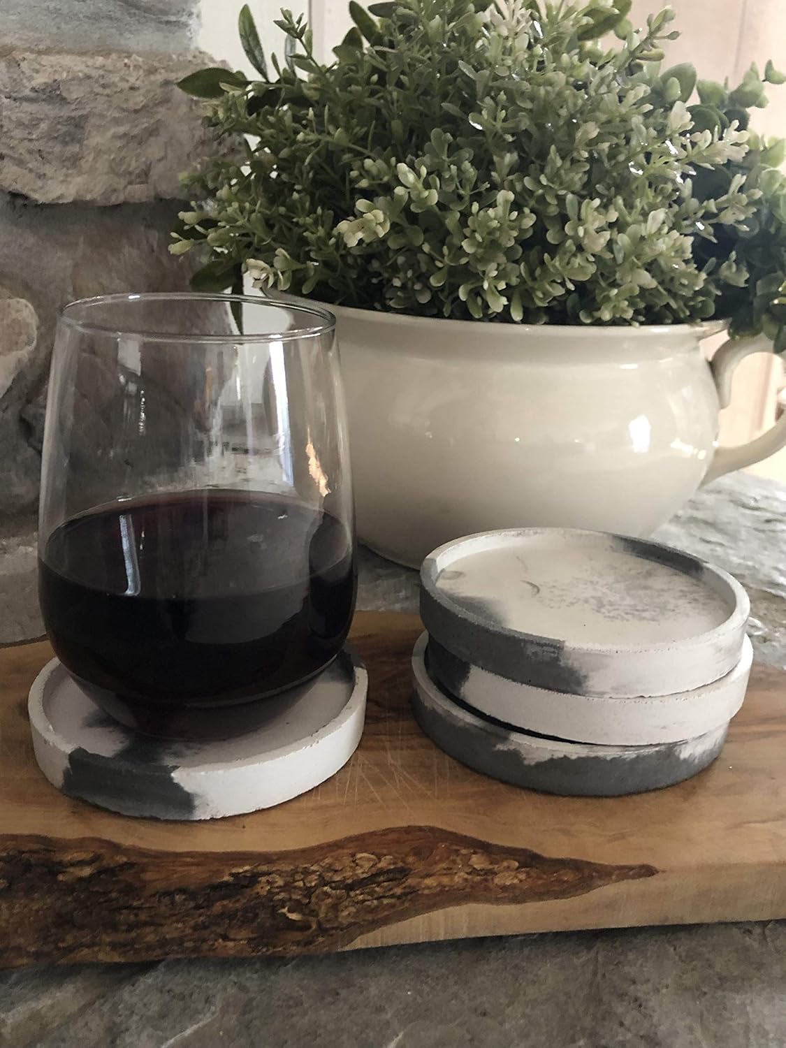 Grey and White Concrete Coasters (set of 4) K188964