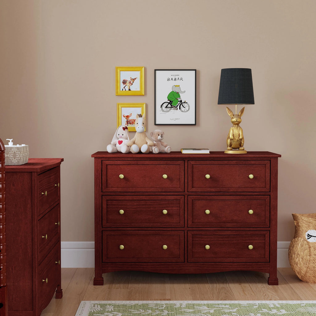 6-Drawer Double Wide Dresser, Rich Cherry D3287