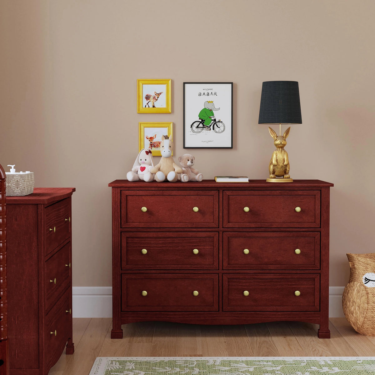 6-Drawer Double Wide Dresser, Rich Cherry D3287