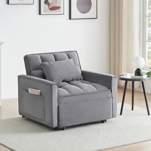 Dark Gray Velvet Convertible Sleeper Chair X6932