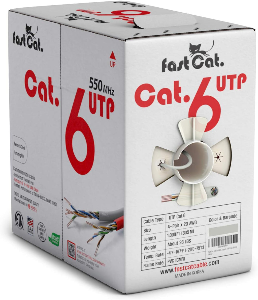Cat6 Ethernet Cable 1000ft 23 AWG Solid Bare Copper Yellow W507666
