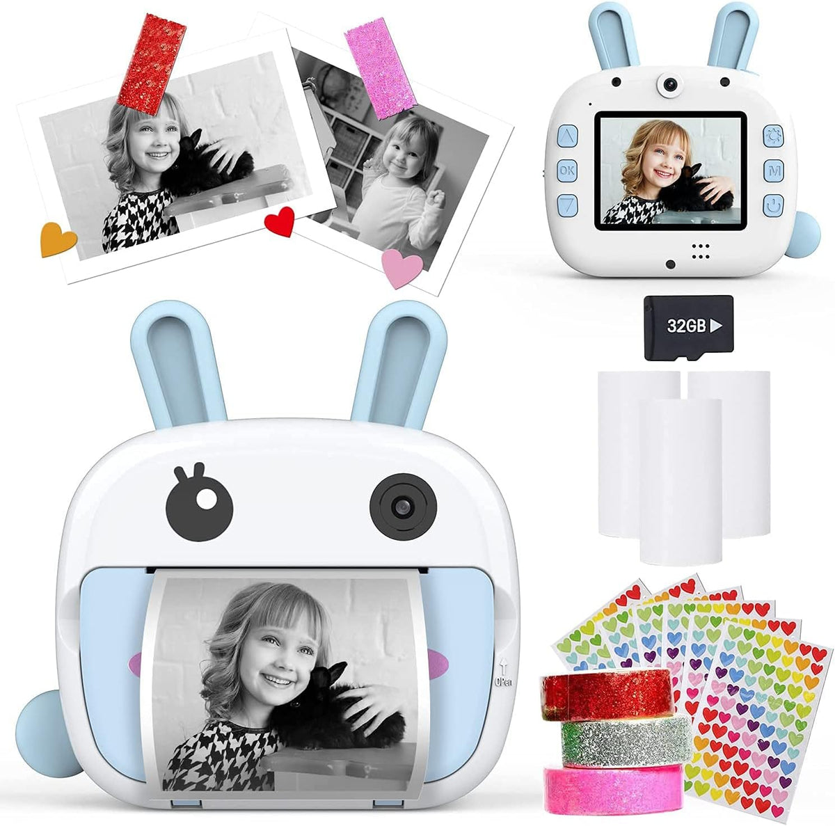 Instant Print Camera for Kids WiFi Zero Ink 4k with Paper Films 32GB V3385