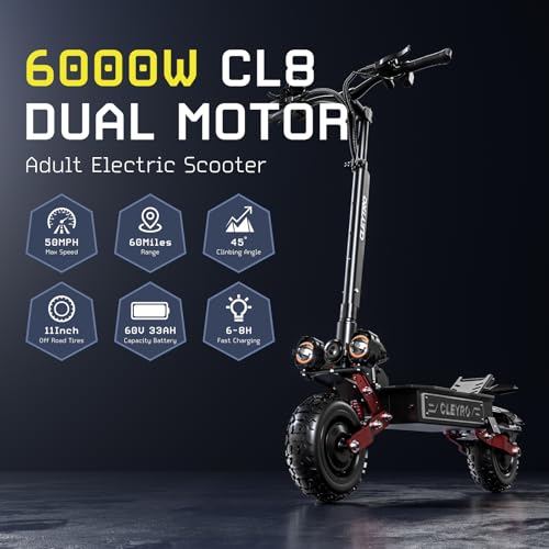 6000W Dual Motor 60V 33AH 11" Tire Foldable Electric Scooter N844682