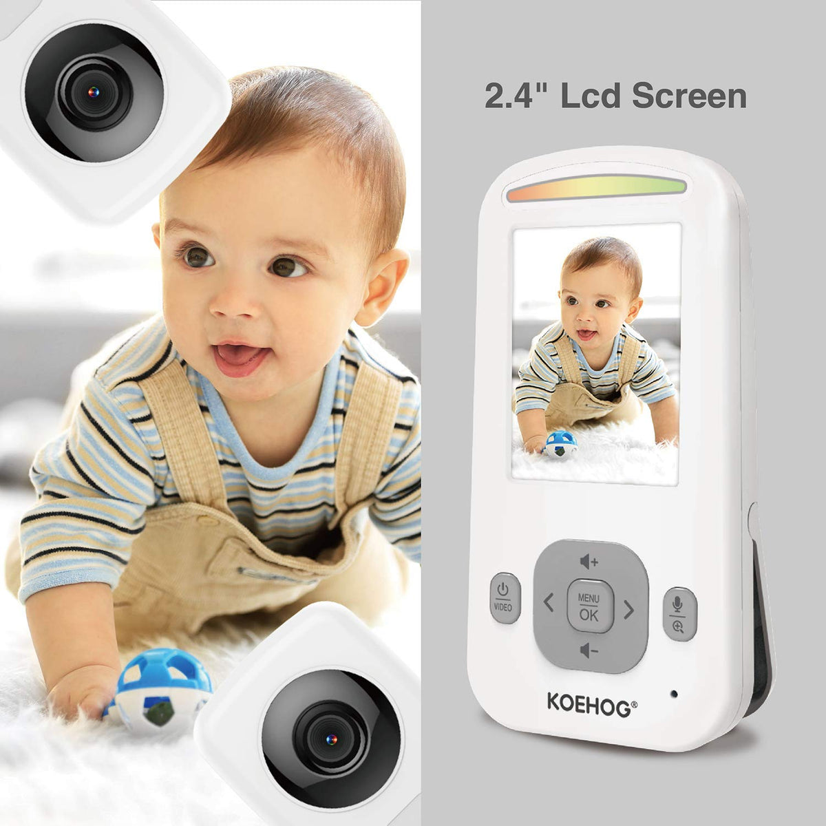 Baby Monitor with Vertical Screen, Handheld, Night Vision, Temperature Alert A8347