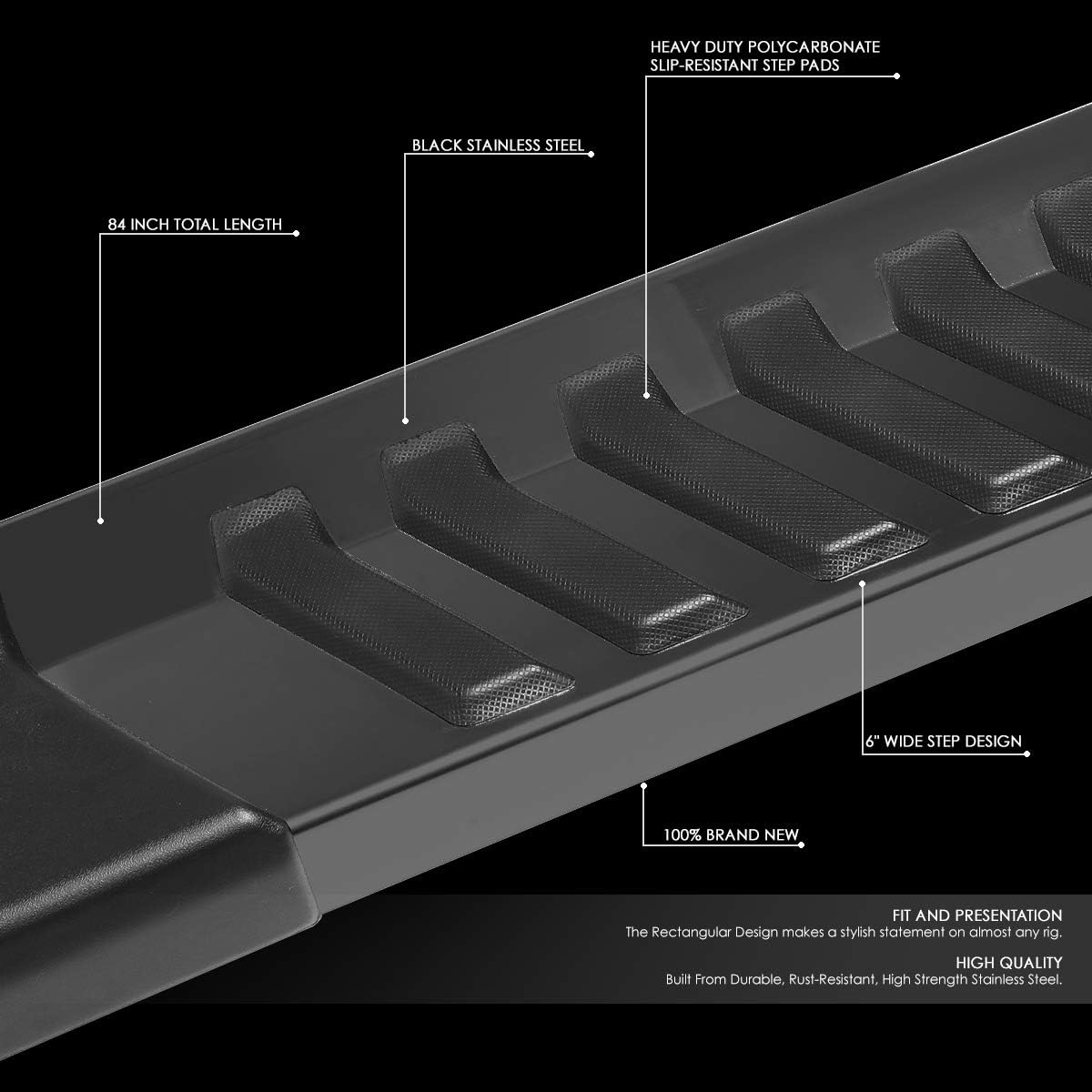 Chrome Black Finish Stainless Steel Side Step Nerf Bar Running Boards B86186