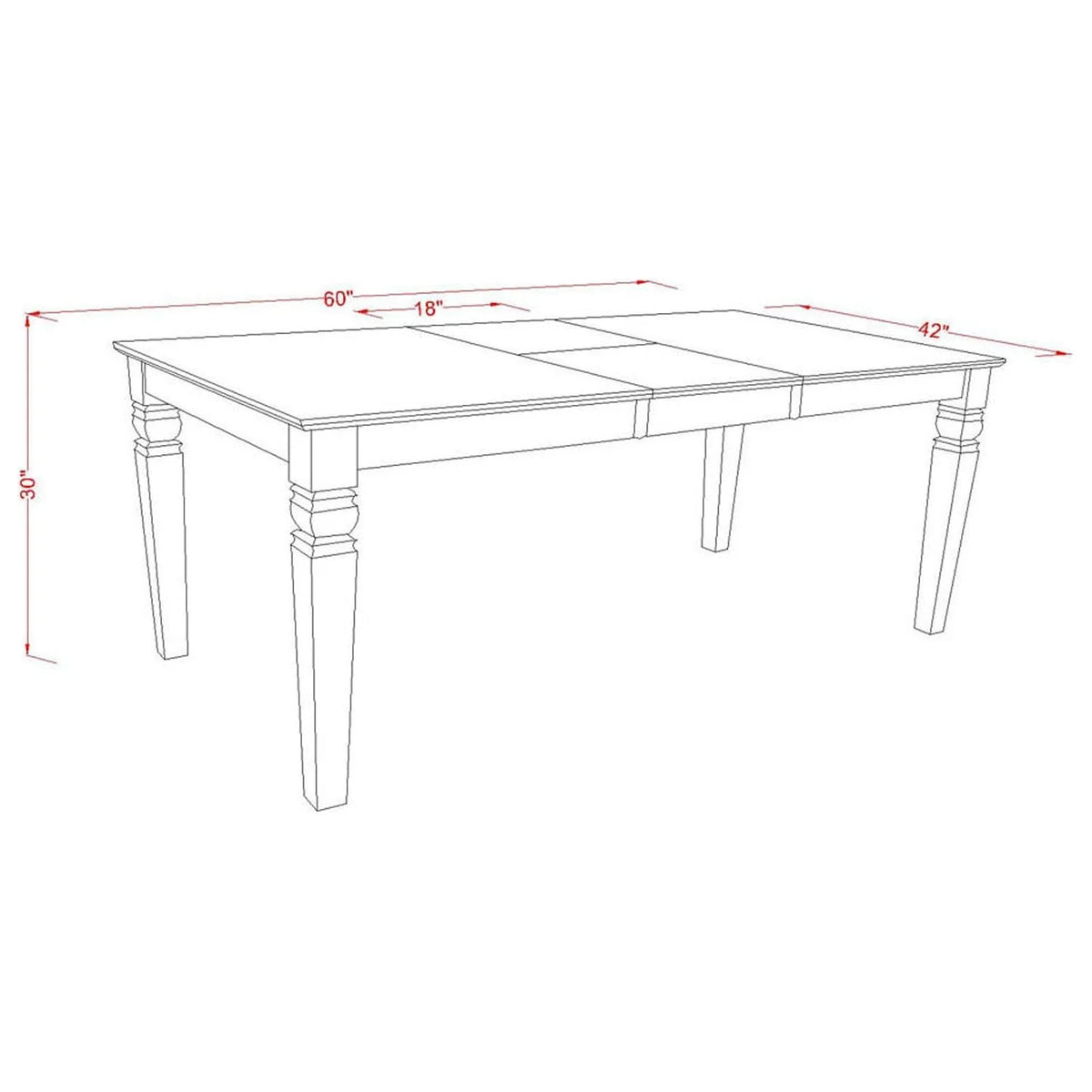 Rectangular Dinette Table with 18 In Leaf and 6 Parson Chair Q878993