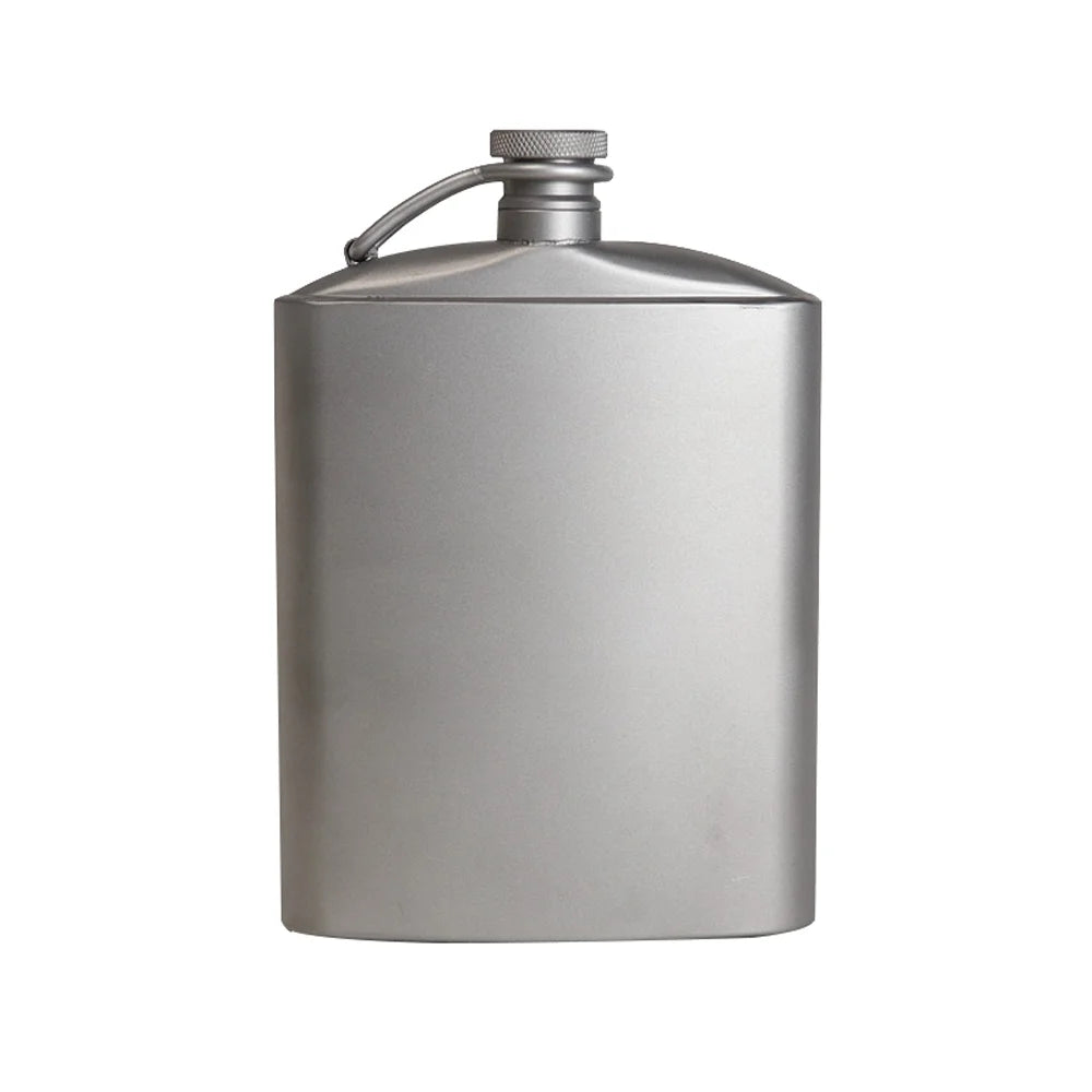 Titanium Flask Hip Flagon with Screw Clip Ultralight Hydration Flat Bottle with Ti Funnel Q6073