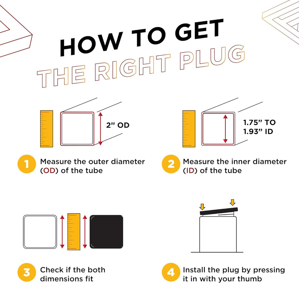 2 Inch Square Black Plastic Plug Insert (50 Pack) V116