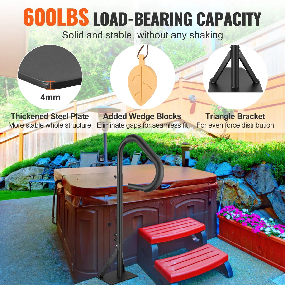 Hot Tub Handrail 360 Rotatable 48-63 Adjustable Height M801827