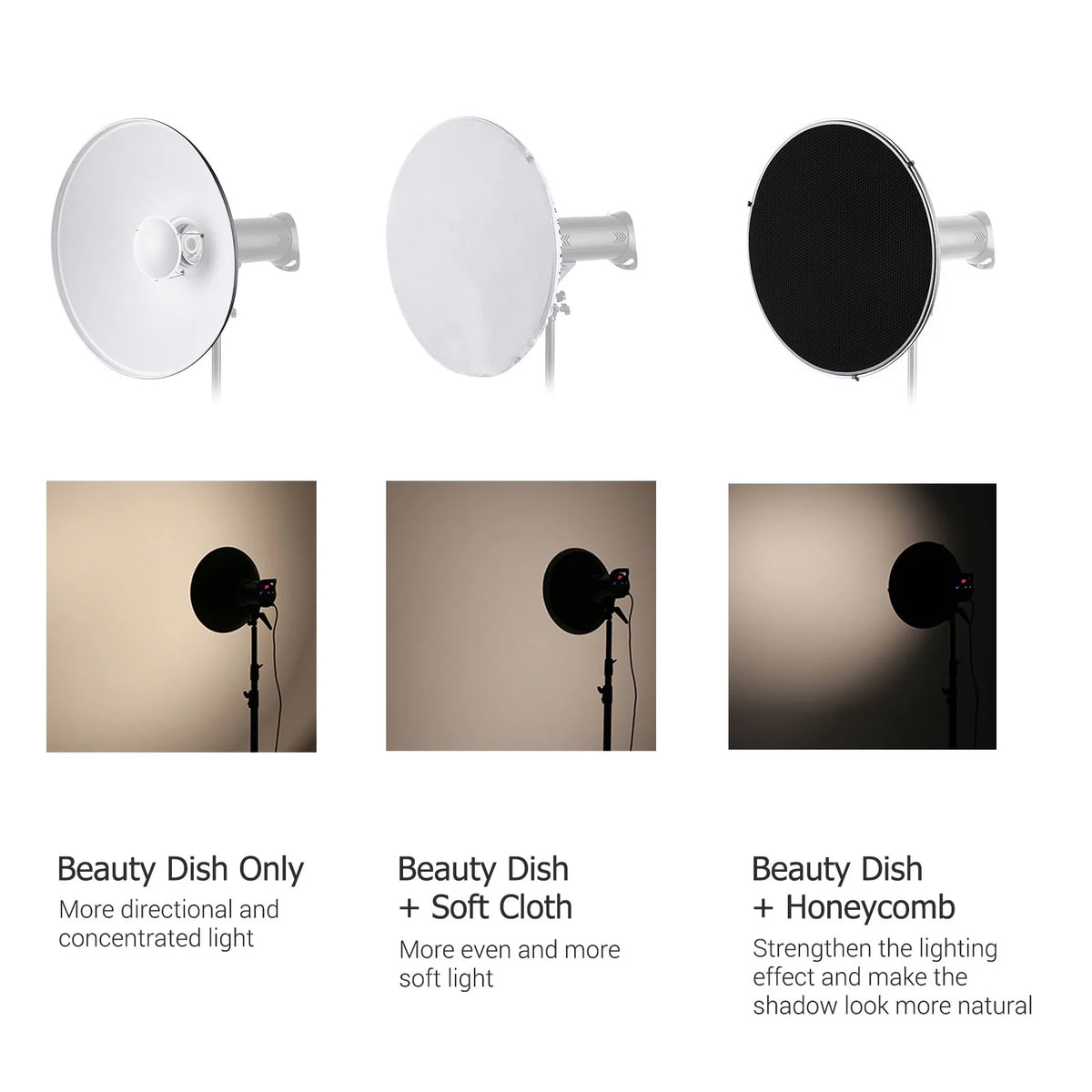 22 Inch Beauty Dish Reflector Diffuser with Honeycomb Soft Cloth W39058