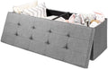 Light Gray Folding Storage Ottoman Bench P395