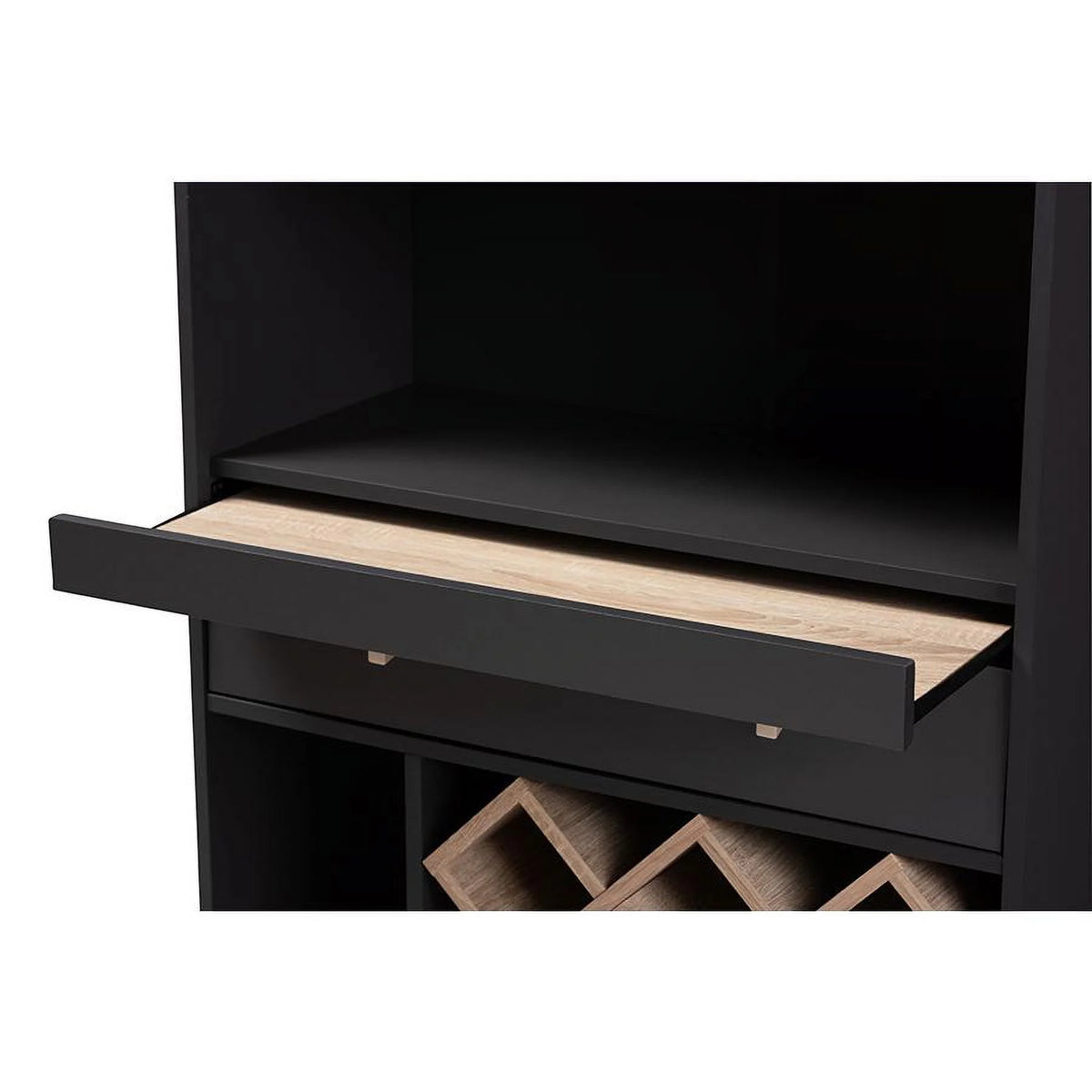 Dark Grey Oak Finished Wood Wine Cabinet K6102