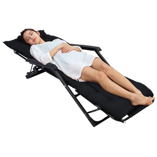 Oversized Black Folding Lounge Chair with Detachable Pillow U85595