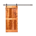 Red Walnut Stained Solid Pine Wood Interior Sliding Barn Door with Hardware Kit U458826