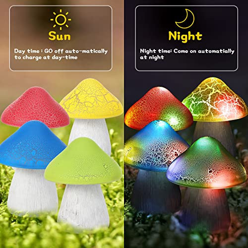 4 Pieces Solar Powered Mushroom Lights A6208