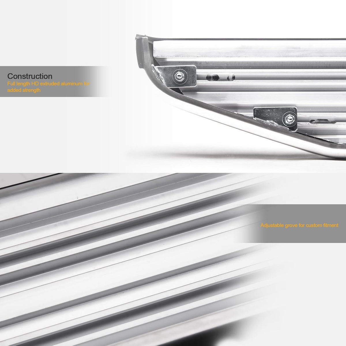 6 VP Series Aluminum Running Boards Black With Chrome Trim U59249