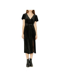 Velvet Short Sleeves Midi Dress F77549