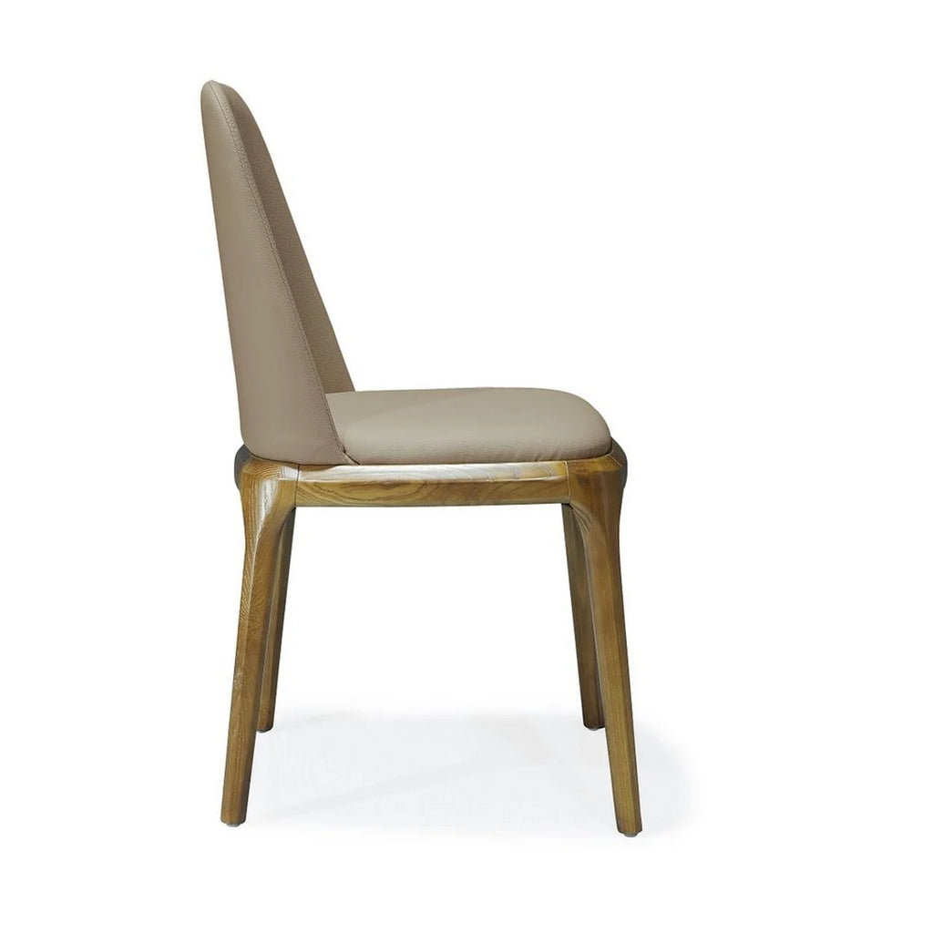 Tan and Walnut Faux Leather Dining Chair I65255