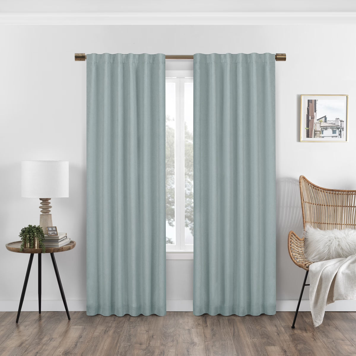 Spa Blue 100% Blackout Rod Pocket Curtain Panel S51653