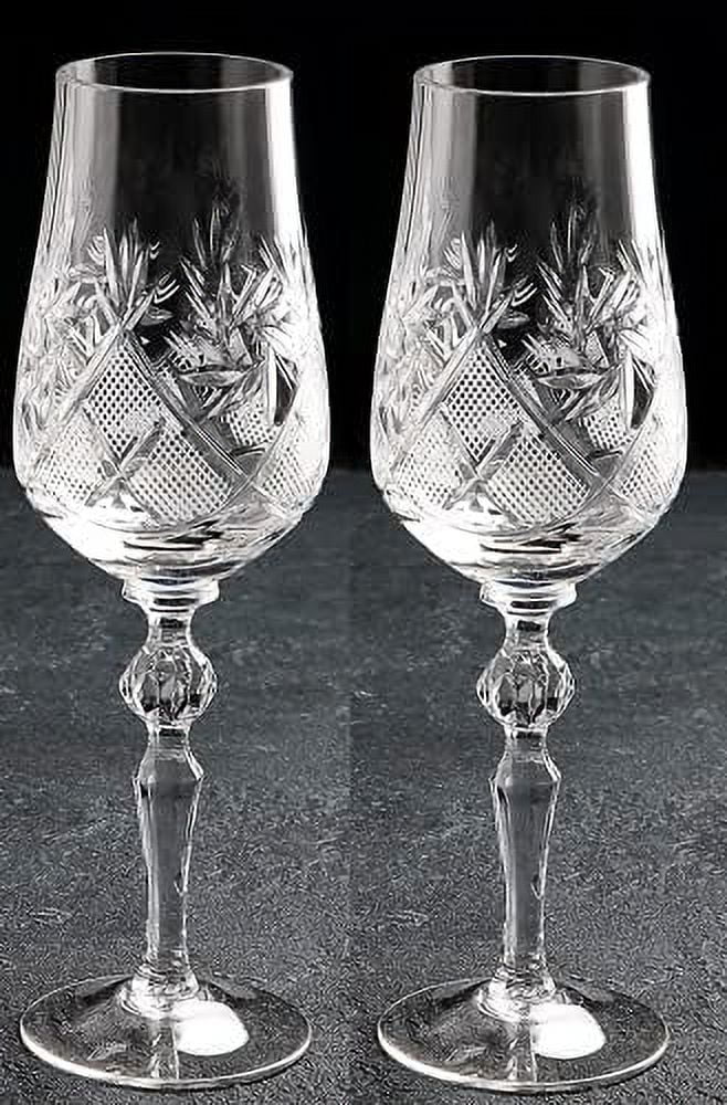 Hand Made Vintage Crystal Champagne Flute Glasses Set Of 2 J127781