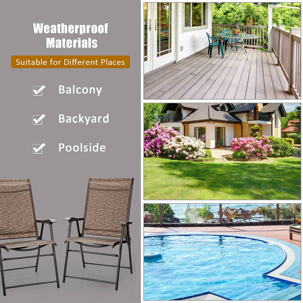 4 Piece Brown Outdoor Folding Chair with Armrest F793