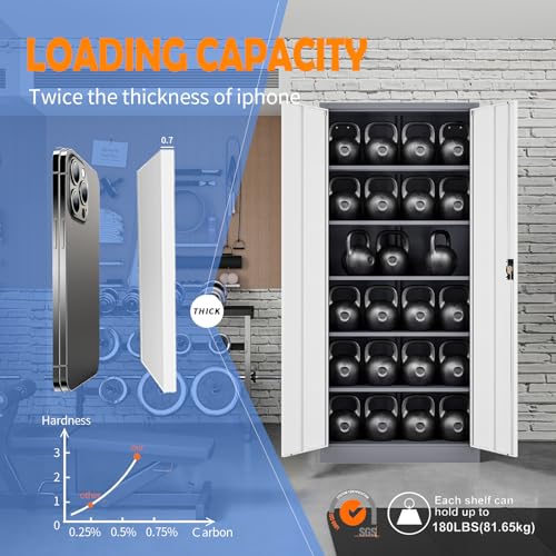Black Gray Metal Storage Cabinet with Lock P907466