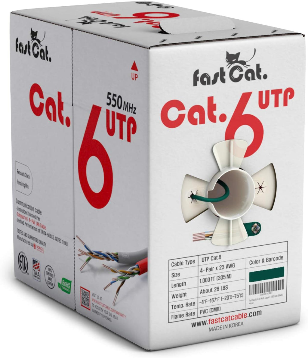 Cat6 Ethernet Cable 1000ft 23 AWG Solid Bare Copper Yellow W507666