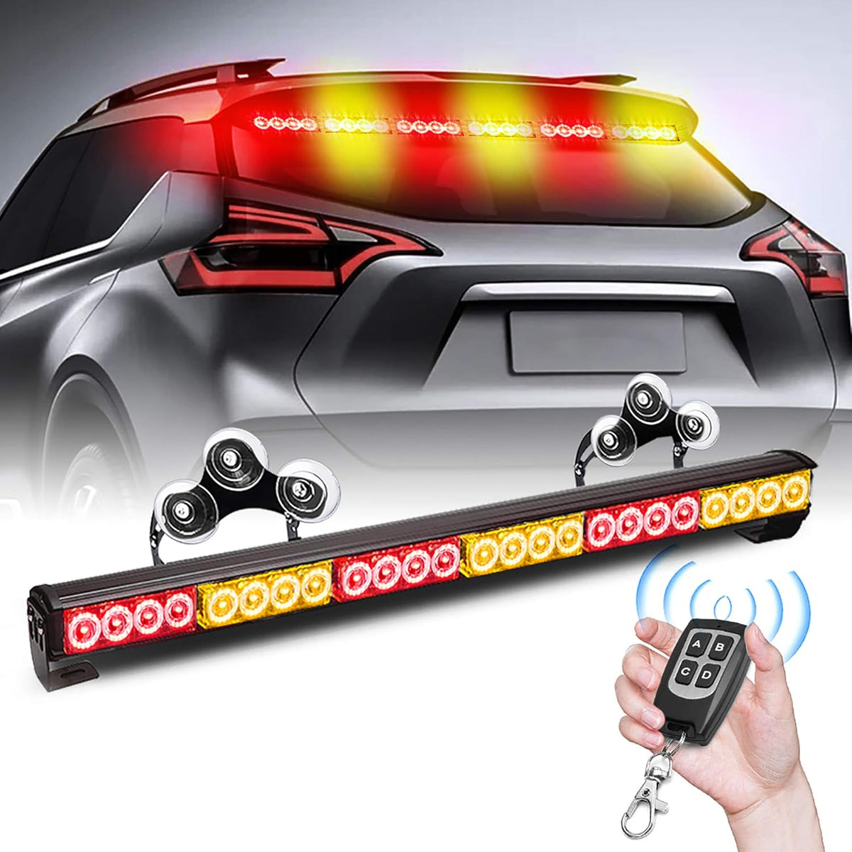 27 Inch 6 Panel LED Strobe Light Bar with Wireless Remote Control (Blue/Amber) Pack of 2 U109590