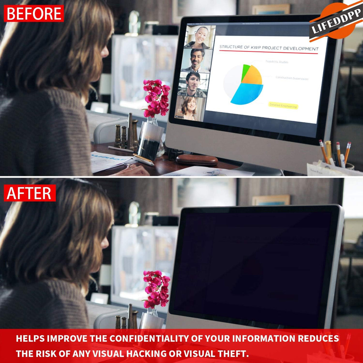 22 Inch Anti-Glare Privacy Screen Filter for Widescreen Monitor, Pack of 2 T3721
