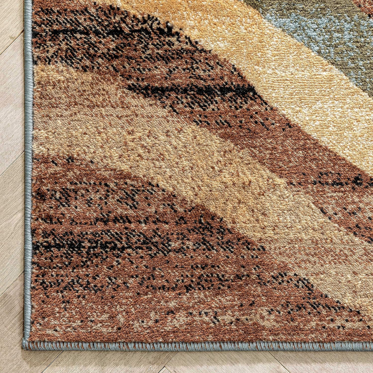 Blue Brown Geometric Area Rug 8x10 R327528