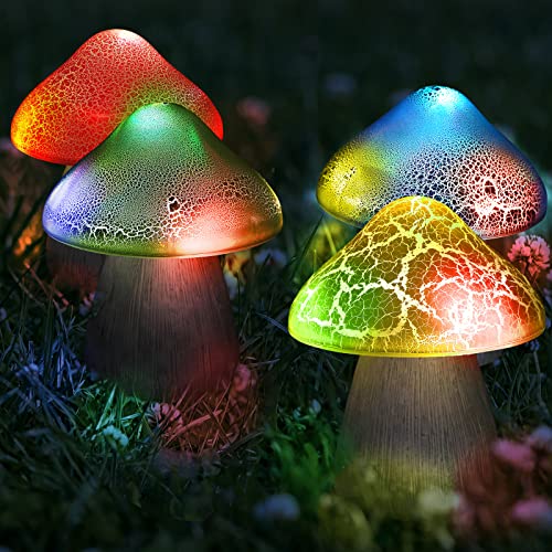 4 Pieces Solar Powered Mushroom Lights A6208